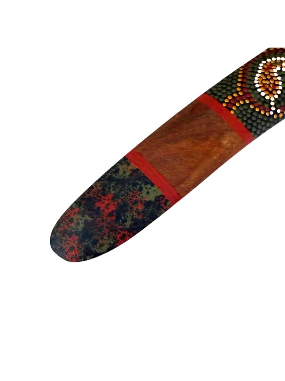 Handcrafted Wooden Boomerang Aboriginal Inspired Dot Art Snake Design Signed - Picture 5 of 6